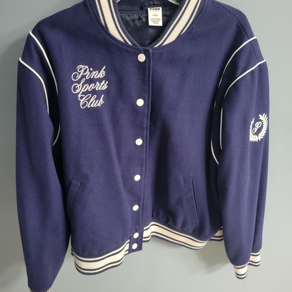 Pink Sports Club Varsity Jacket Large